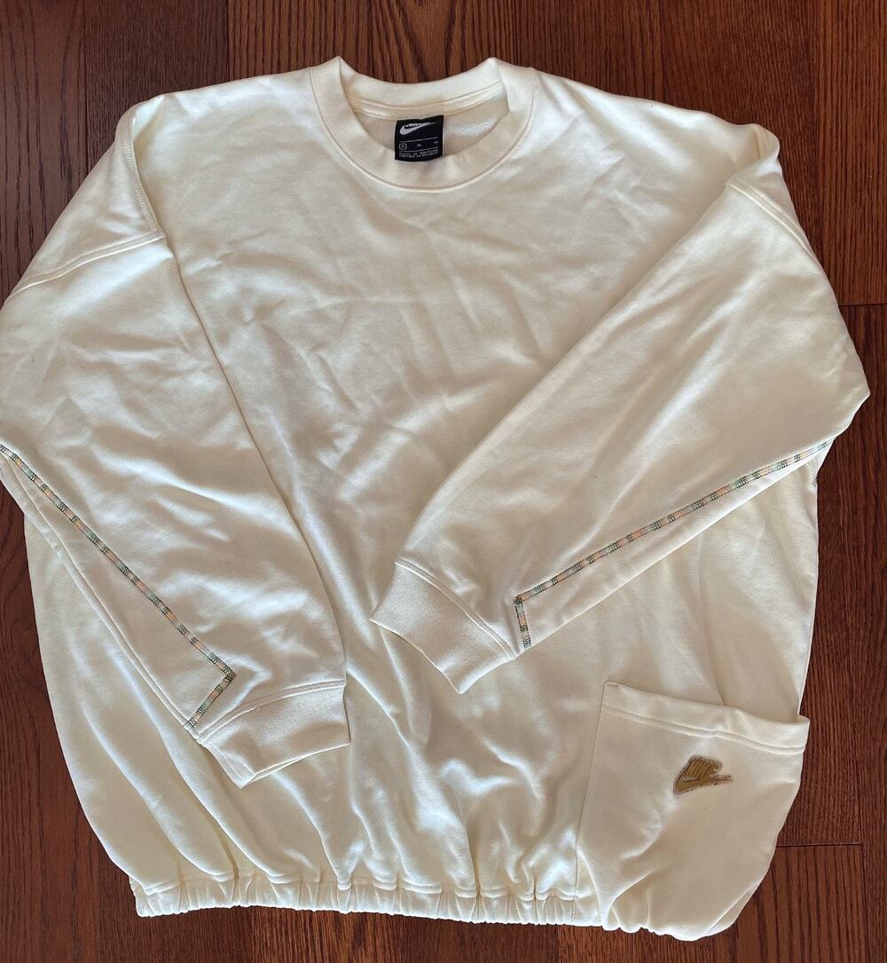 Nike Women’s Crewneck Sweatshirt Sail Cream Pocket Logo Size XL